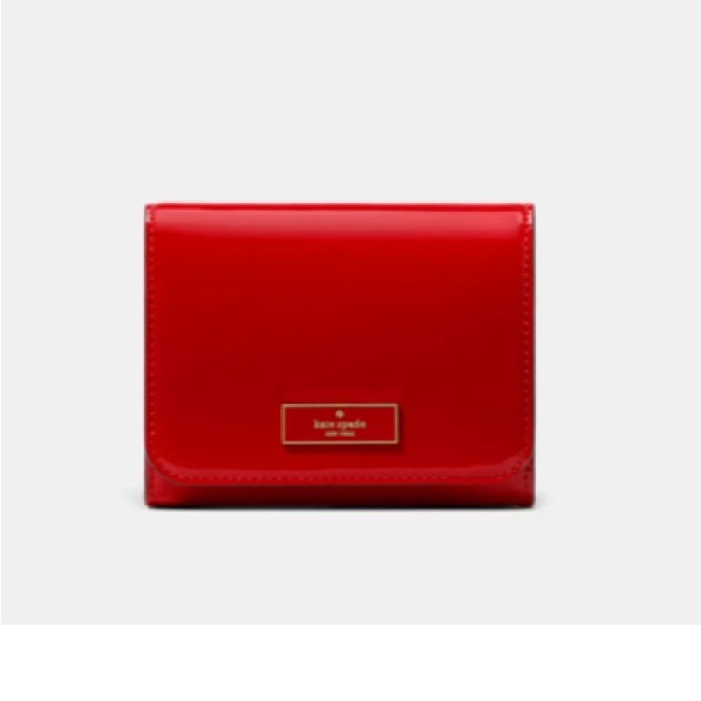 NWT Kate Spade Red Bridget Patent Small L-Zip Wallet